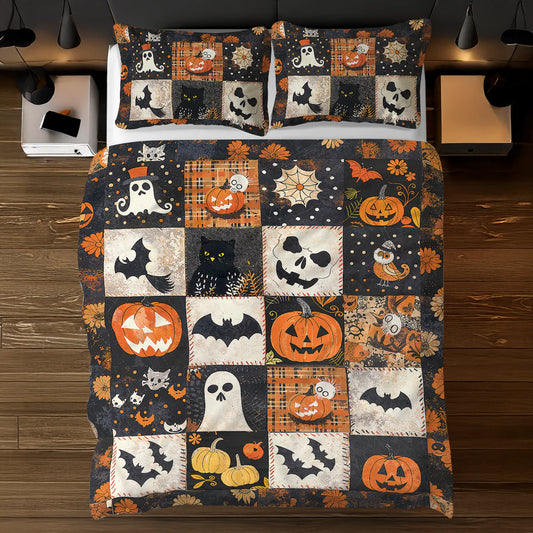 Pajabear 3 Pieces Duvet Cover Set Spooky Patchwork