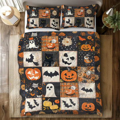 Pajabear 3 Pieces Duvet Cover Set Spooky Patchwork