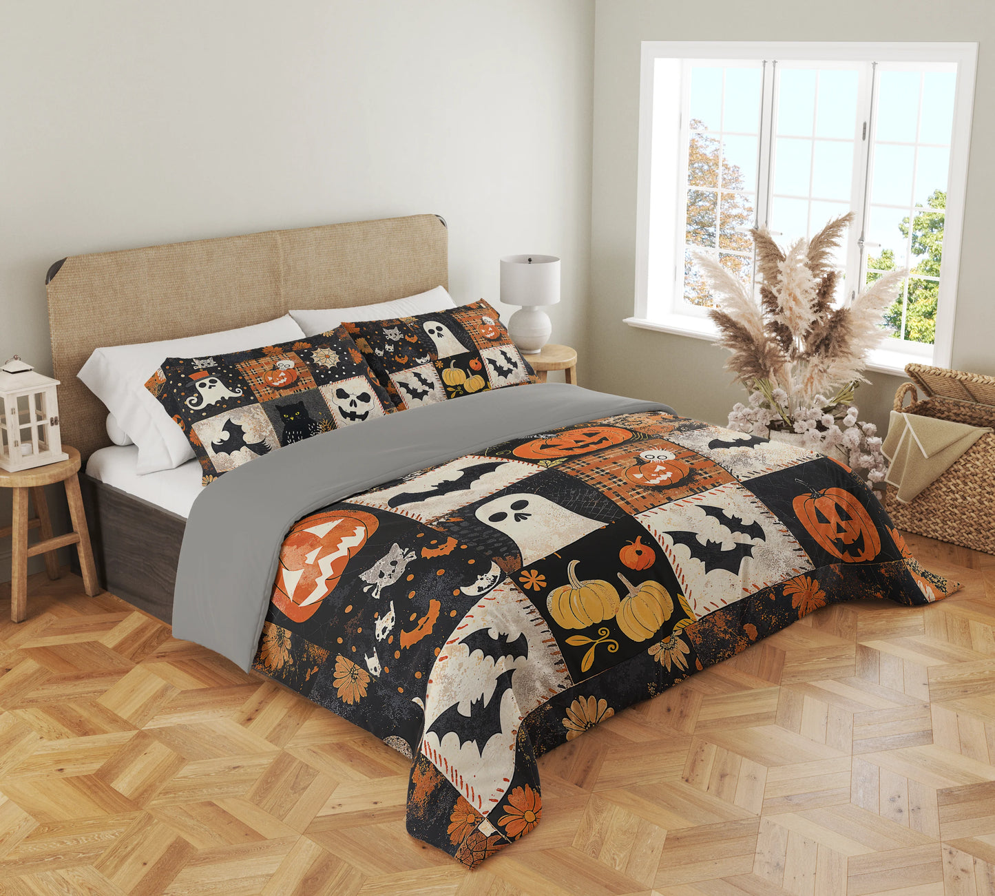 Pajabear 3 Pieces Duvet Cover Set Spooky Patchwork