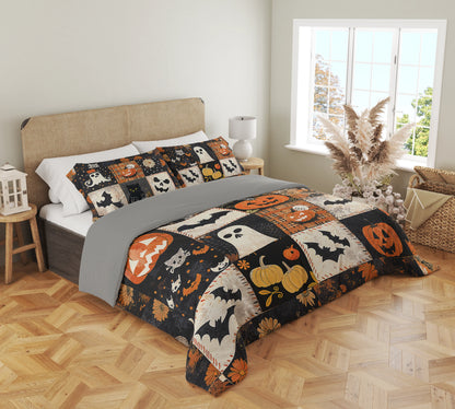 Pajabear 3 Pieces Duvet Cover Set Spooky Patchwork