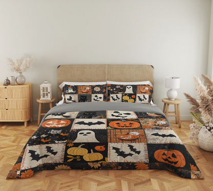 Pajabear 3 Pieces Duvet Cover Set Spooky Patchwork