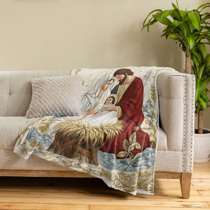 Pajabear Fleece Blanket Nativity Blessing