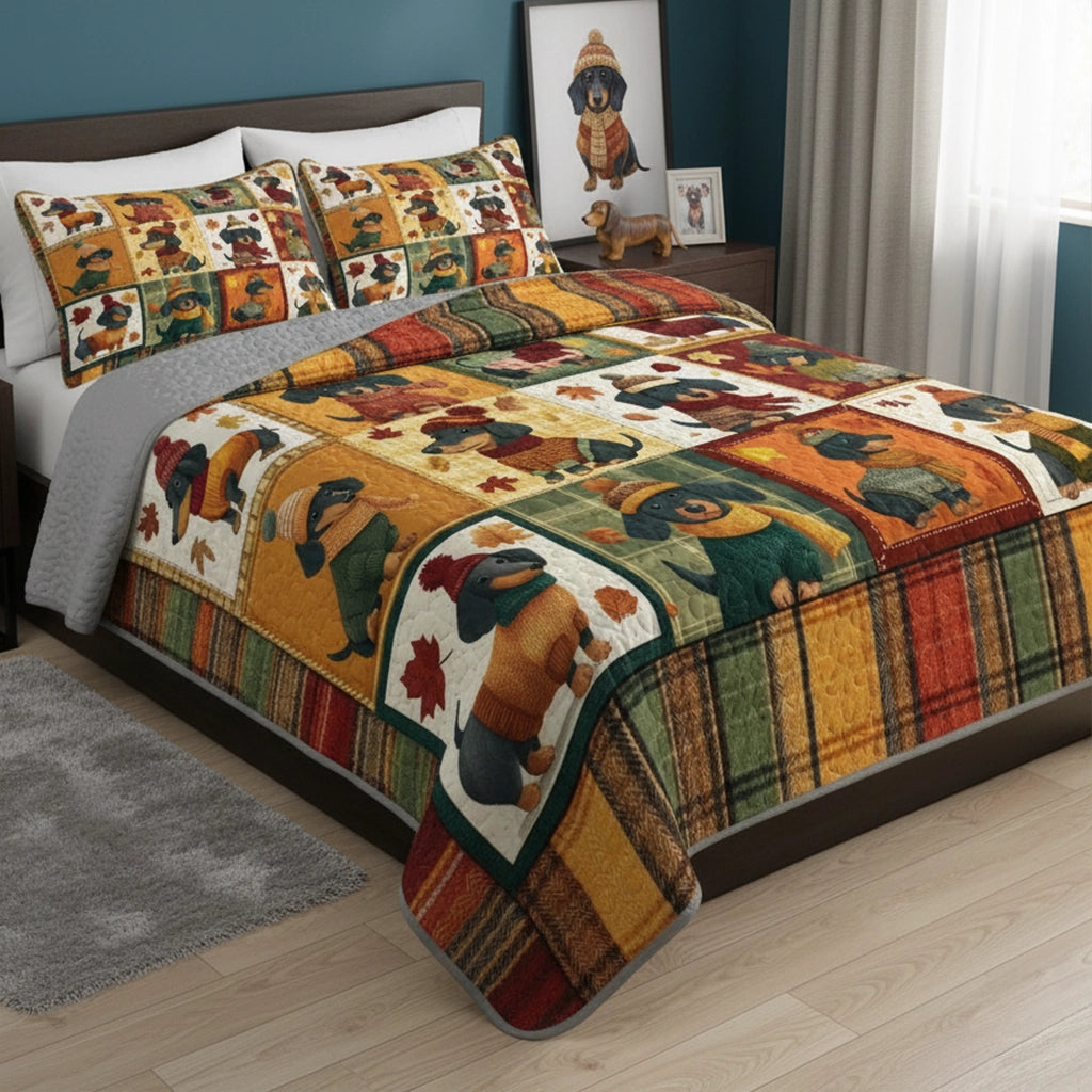Pajabear Quilt 3-Piece Set Snuggle Season Doxies
