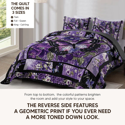 Pajabear Quilt 3-Piece Set Butterfly Bliss Purple