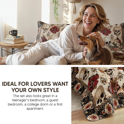 Pajabear Quilt 3-Piece Set Baroque Shadow Skull