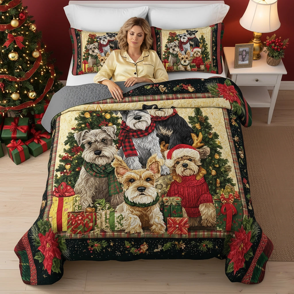 Pajabear Quilt 3-Piece Set Santa’s Schnauzer Crew