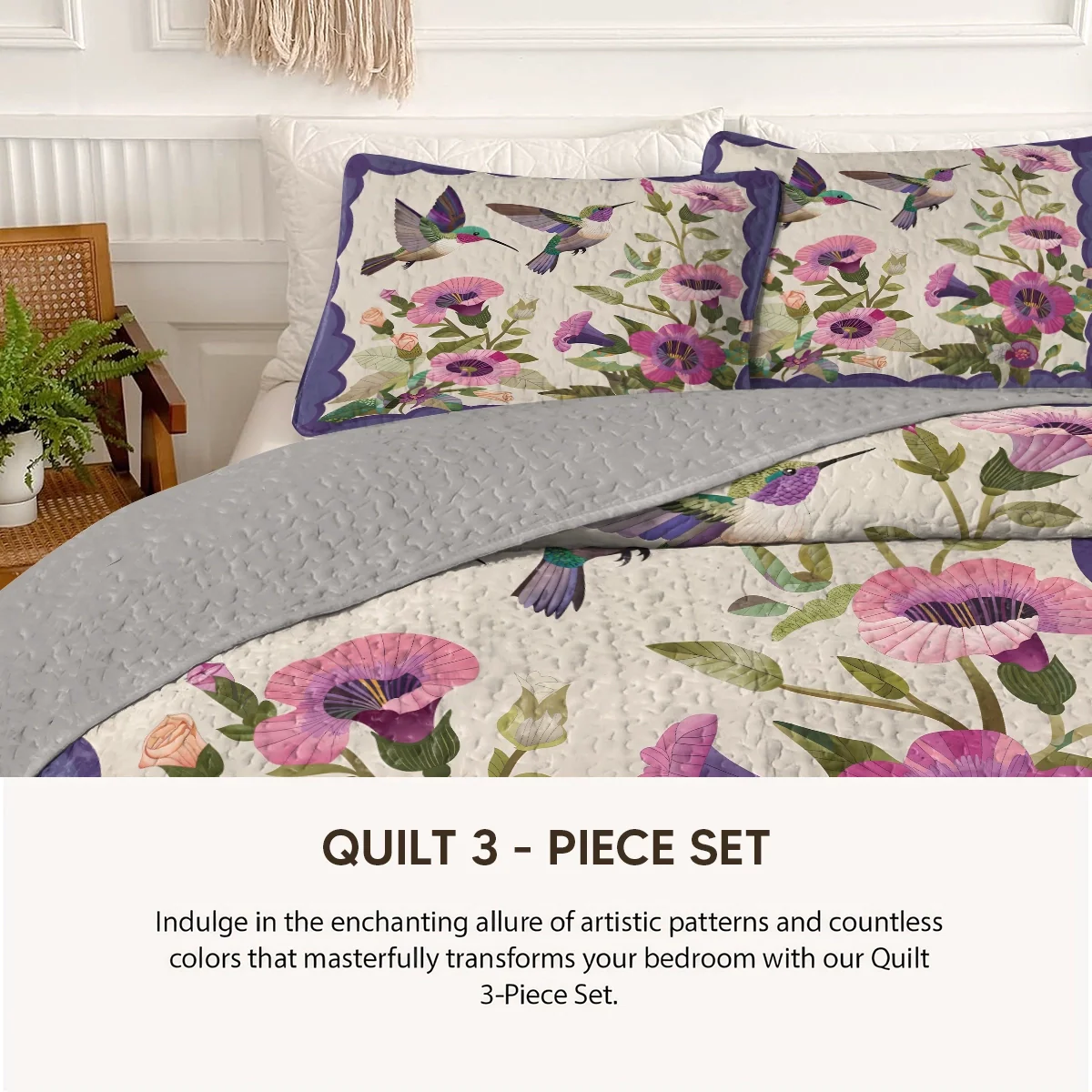 Pajabear Quilt 3-Piece Set Botanical Serenade