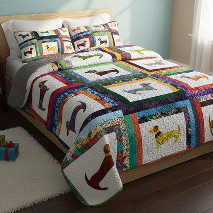 Pajabear Quilt 3-Piece Set Dachshund Friends