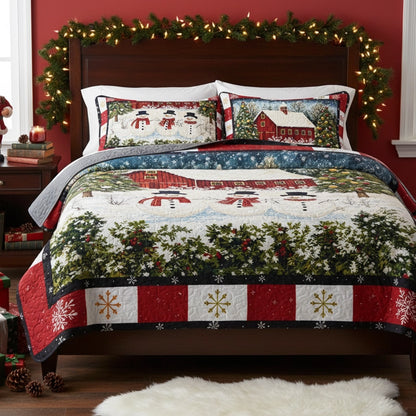 Pajabear Quilt 3-Piece Set Country Christmas Charm