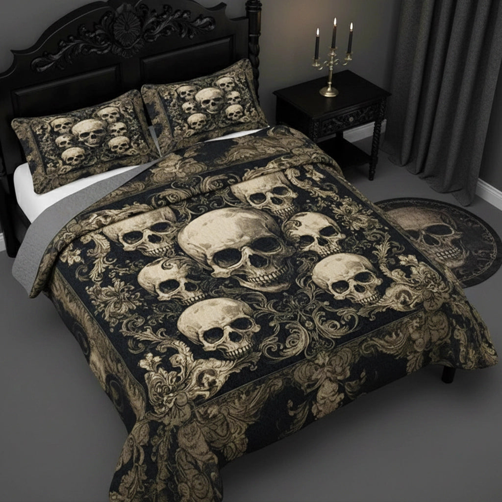 Pajabear Quilt 3-Piece Set Gothic Skull Majesty