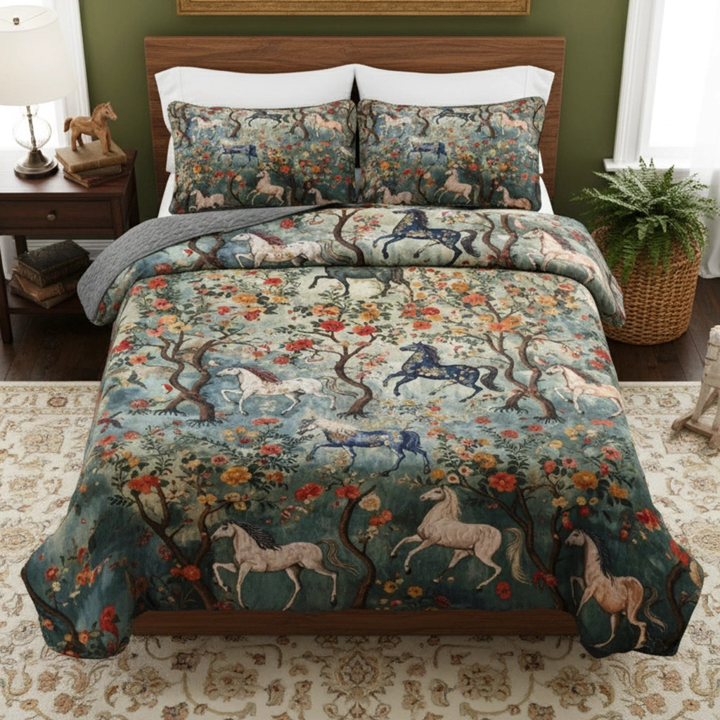 Pajabear Quilt 3-Piece Set Mystical Steeds