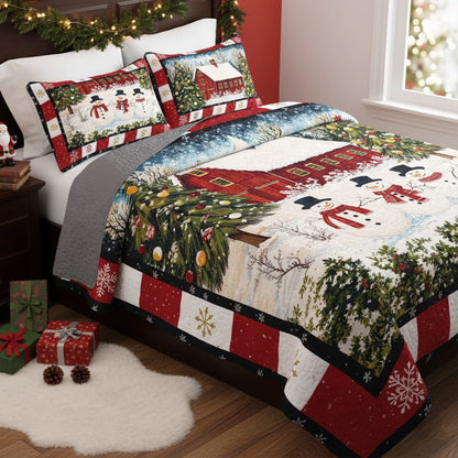 Pajabear Quilt 3-Piece Set Country Christmas Charm