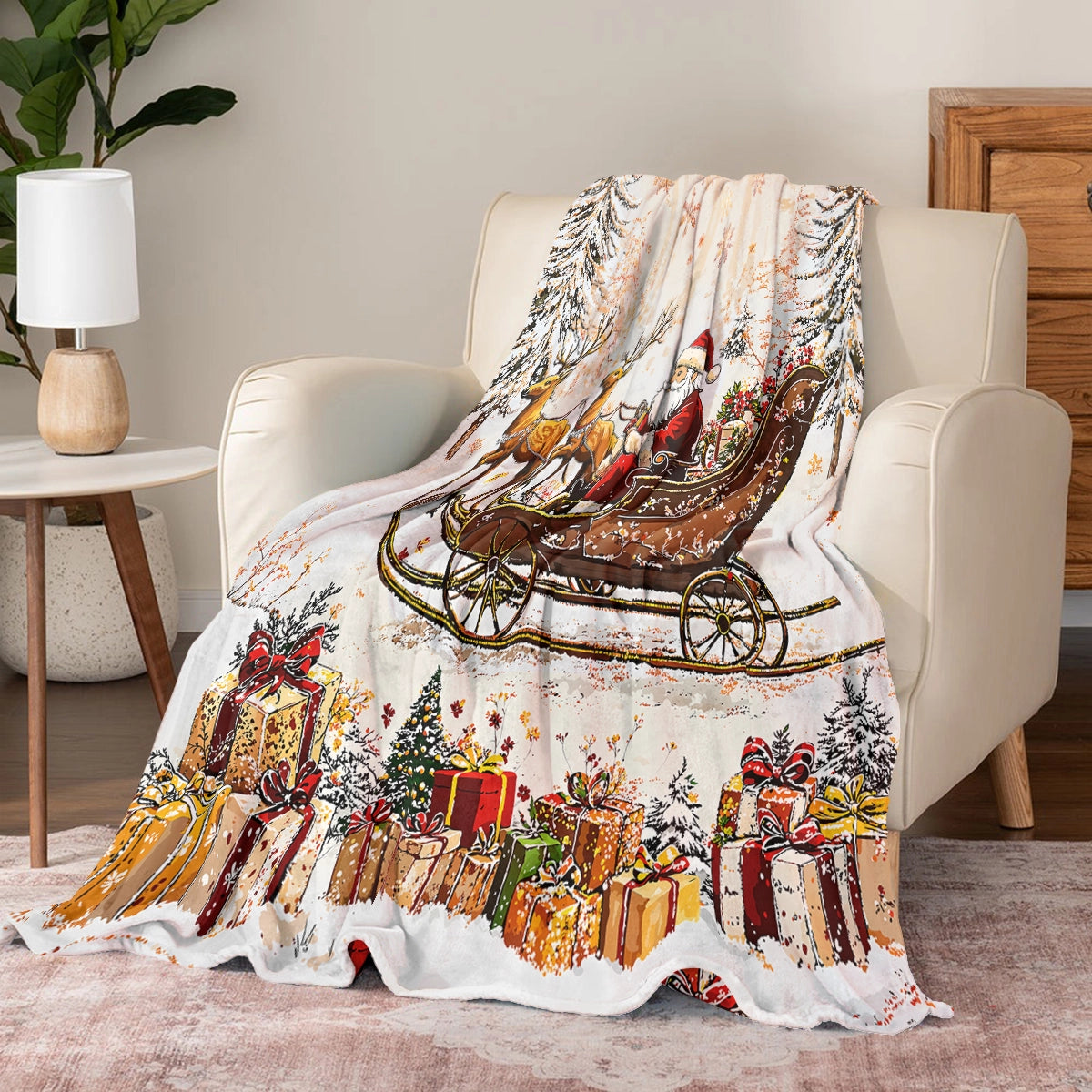 Pajabear Fleece Blanket Santa Sleigh