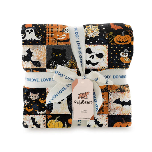 Pajabear Fleece Blanket Spooky Patchwork