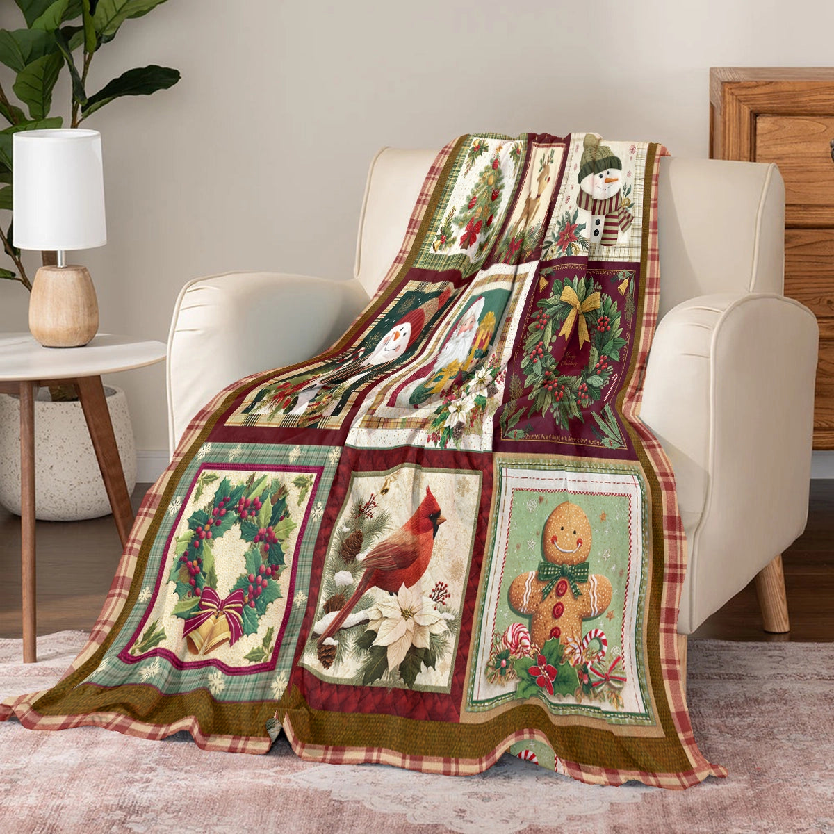 Pajabear Fleece Blanket Vintage Christmas Joy