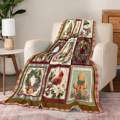 Pajabear Fleece Blanket Vintage Christmas Joy