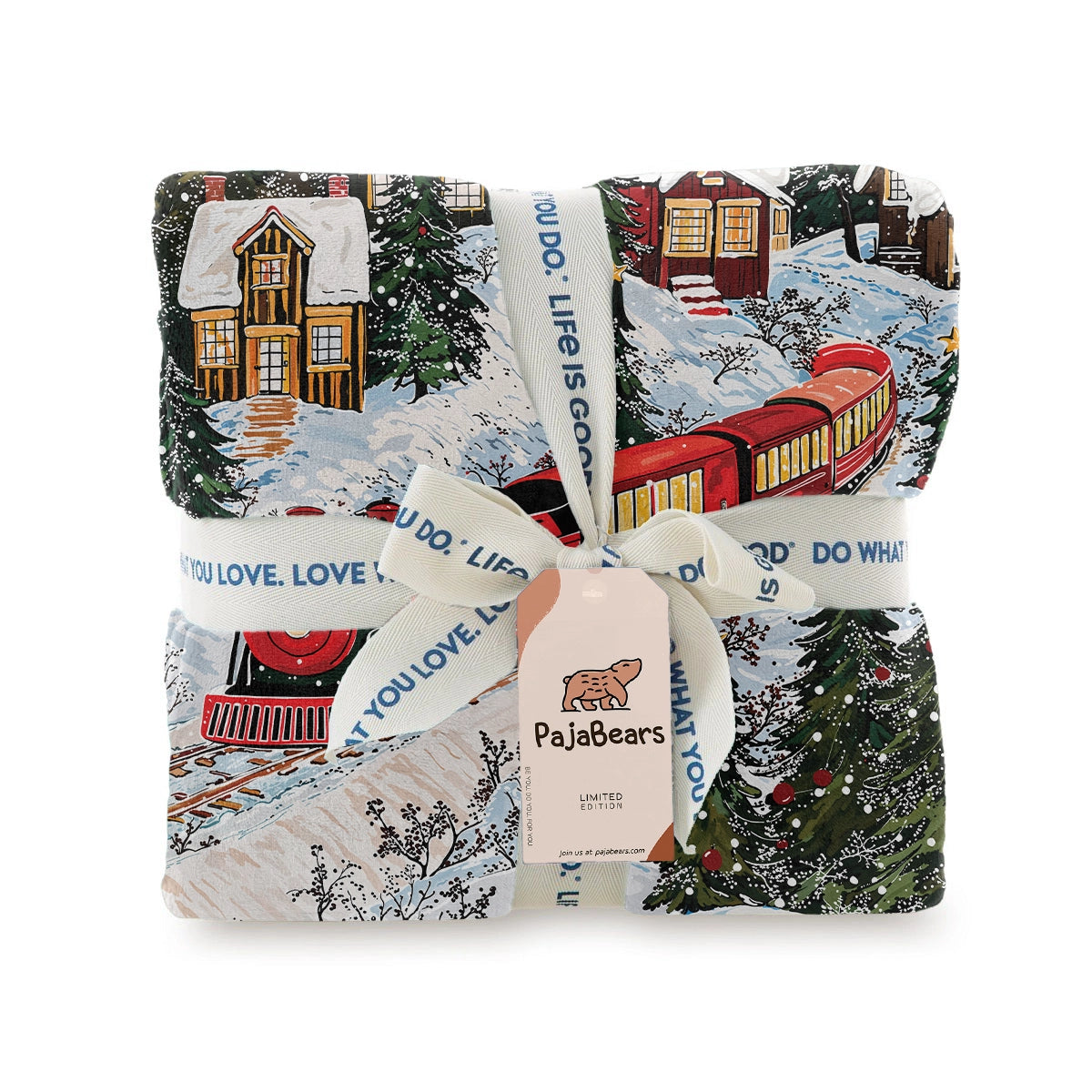 Pajabear Fleece Blanket Christmas Train Winter Wonderland