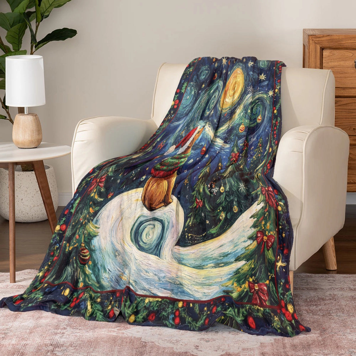 Pajabear Fleece Blanket Starry Christmas Pup