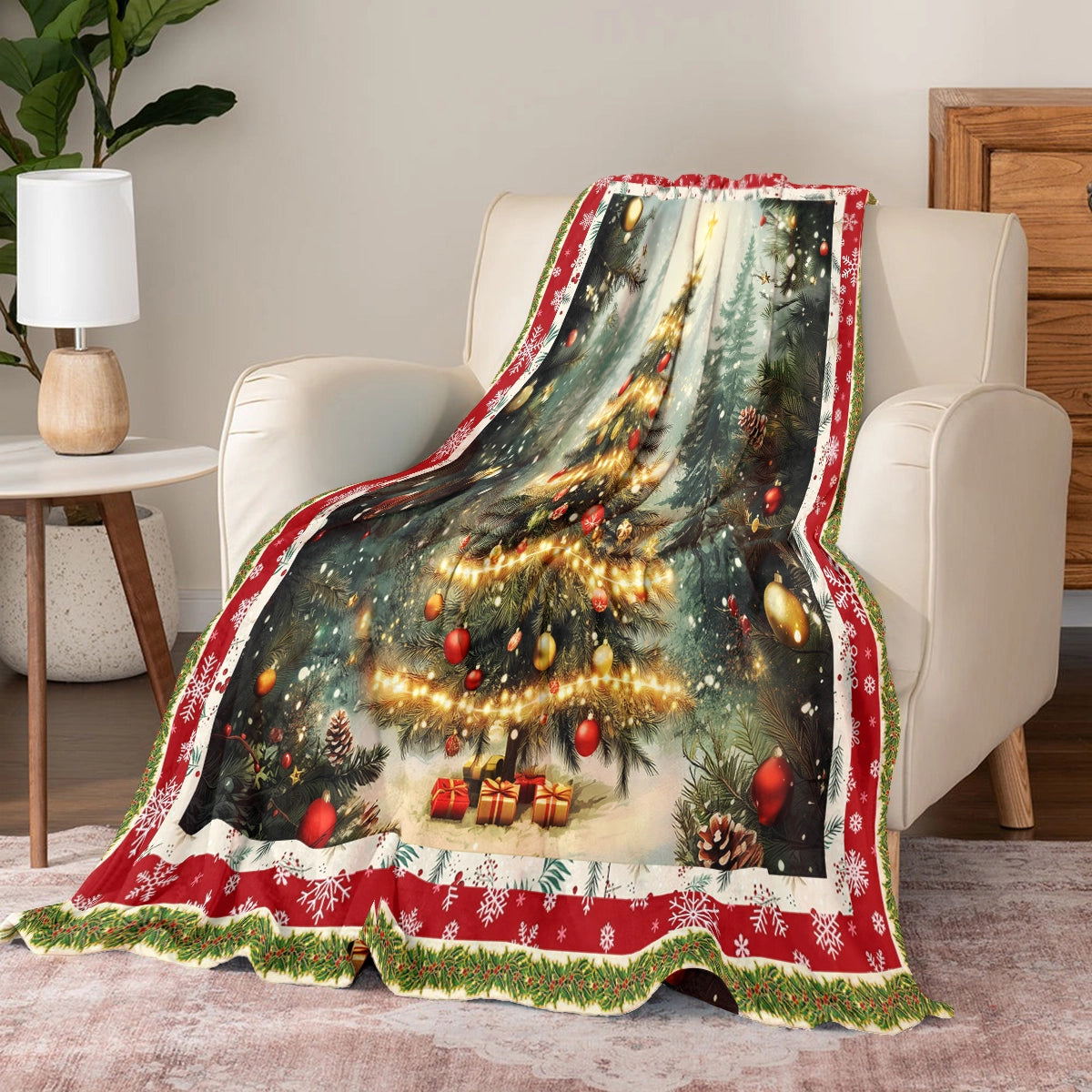 Pajabear Fleece Blanket Golden Glow Christmas