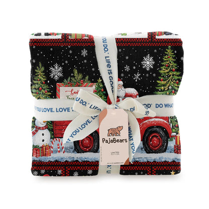 Pajabear Fleece Blanket Santa's Tree Farm
