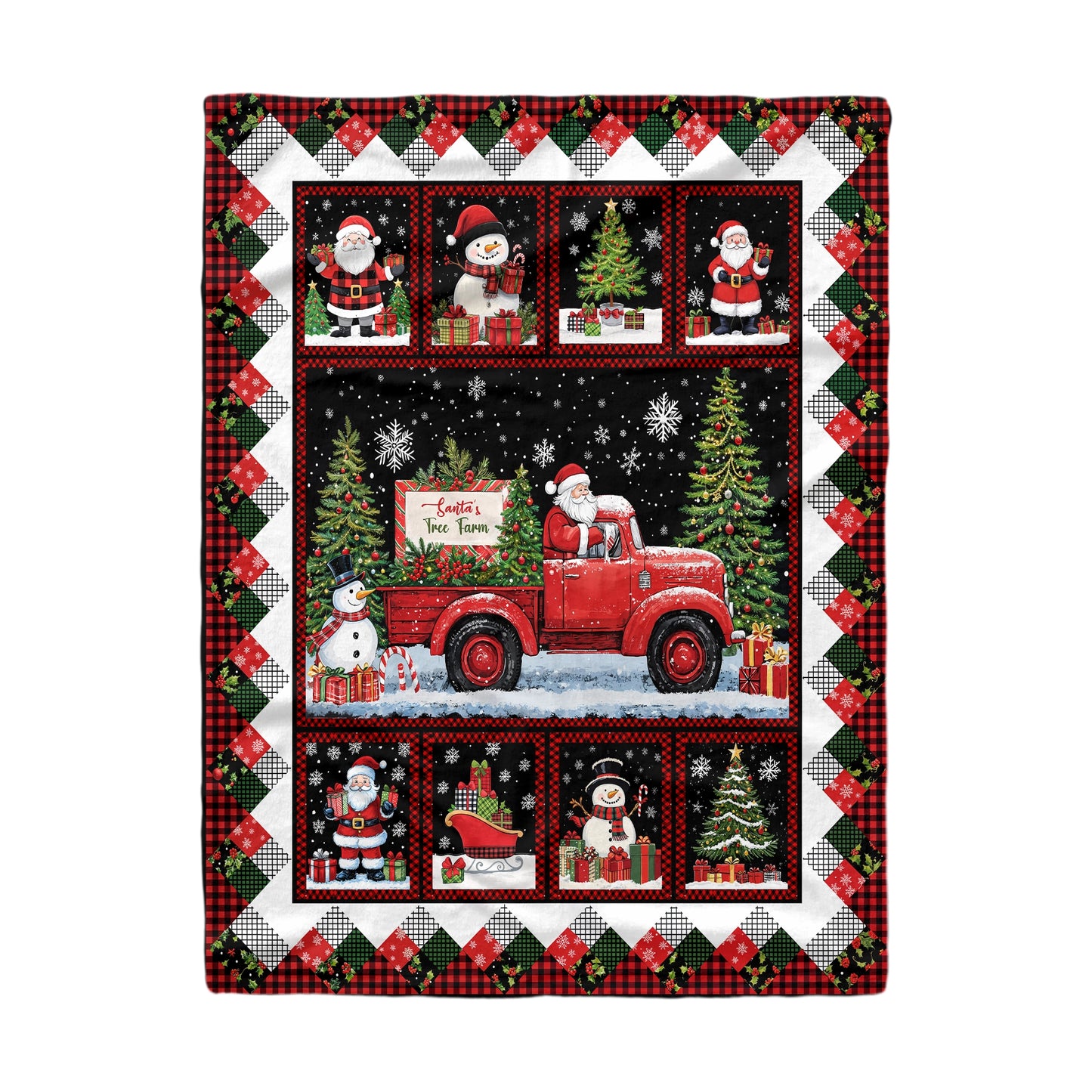 Pajabear Fleece Blanket Santa's Tree Farm