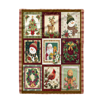 Pajabear Fleece Blanket Vintage Christmas Joy