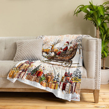 Pajabear Fleece Blanket Santa Sleigh