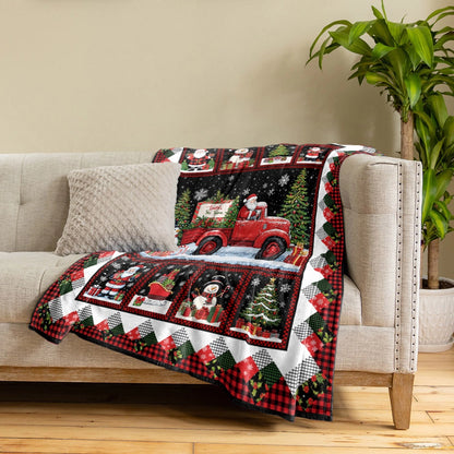 Pajabear Fleece Blanket Santa's Tree Farm