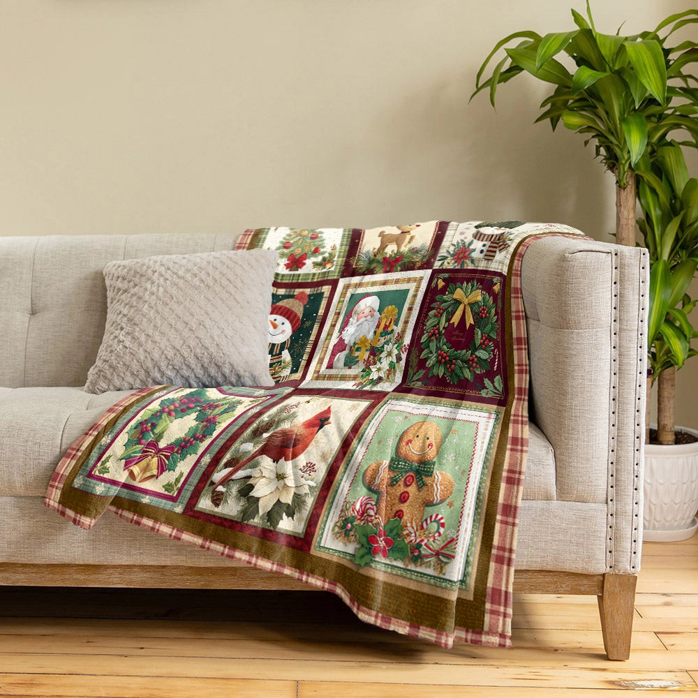 Pajabear Fleece Blanket Vintage Christmas Joy
