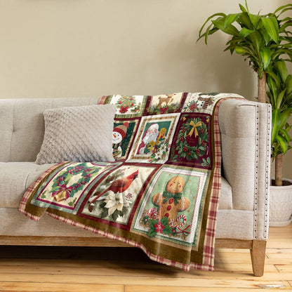 Pajabear Fleece Blanket Vintage Christmas Joy