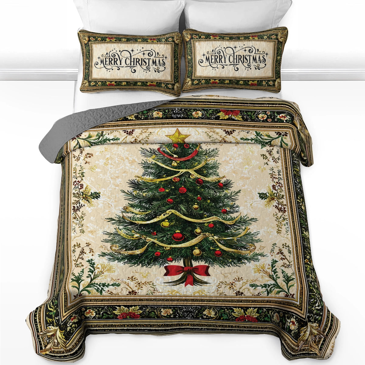 Pajabear Quilt 3-Piece Set Classic Christmas Tree