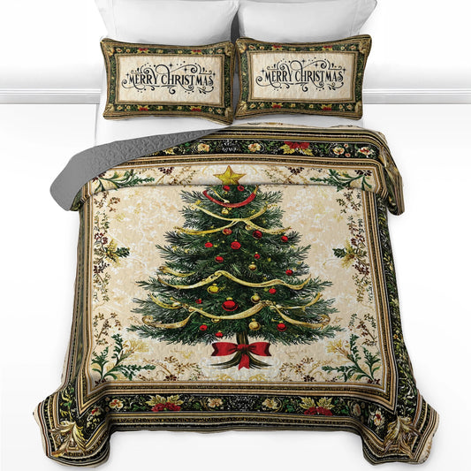 Pajabear Quilt 3-Piece Set Classic Christmas Tree