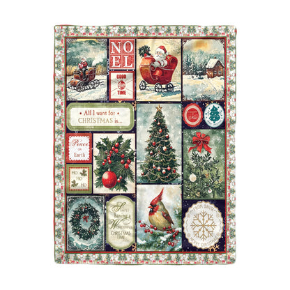 Pajabear Fleece Blanket Golden Nostalgic Noel Patchwork