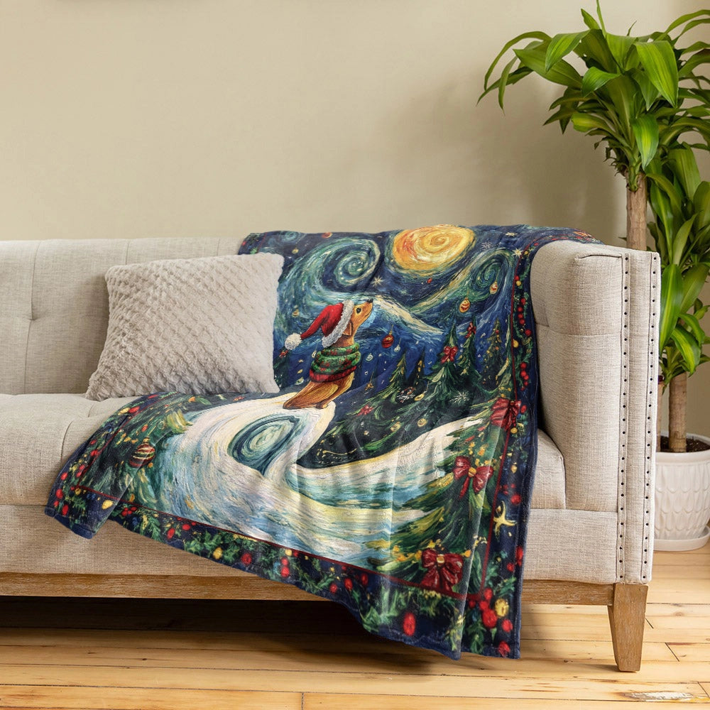 Pajabear Fleece Blanket Starry Christmas Pup