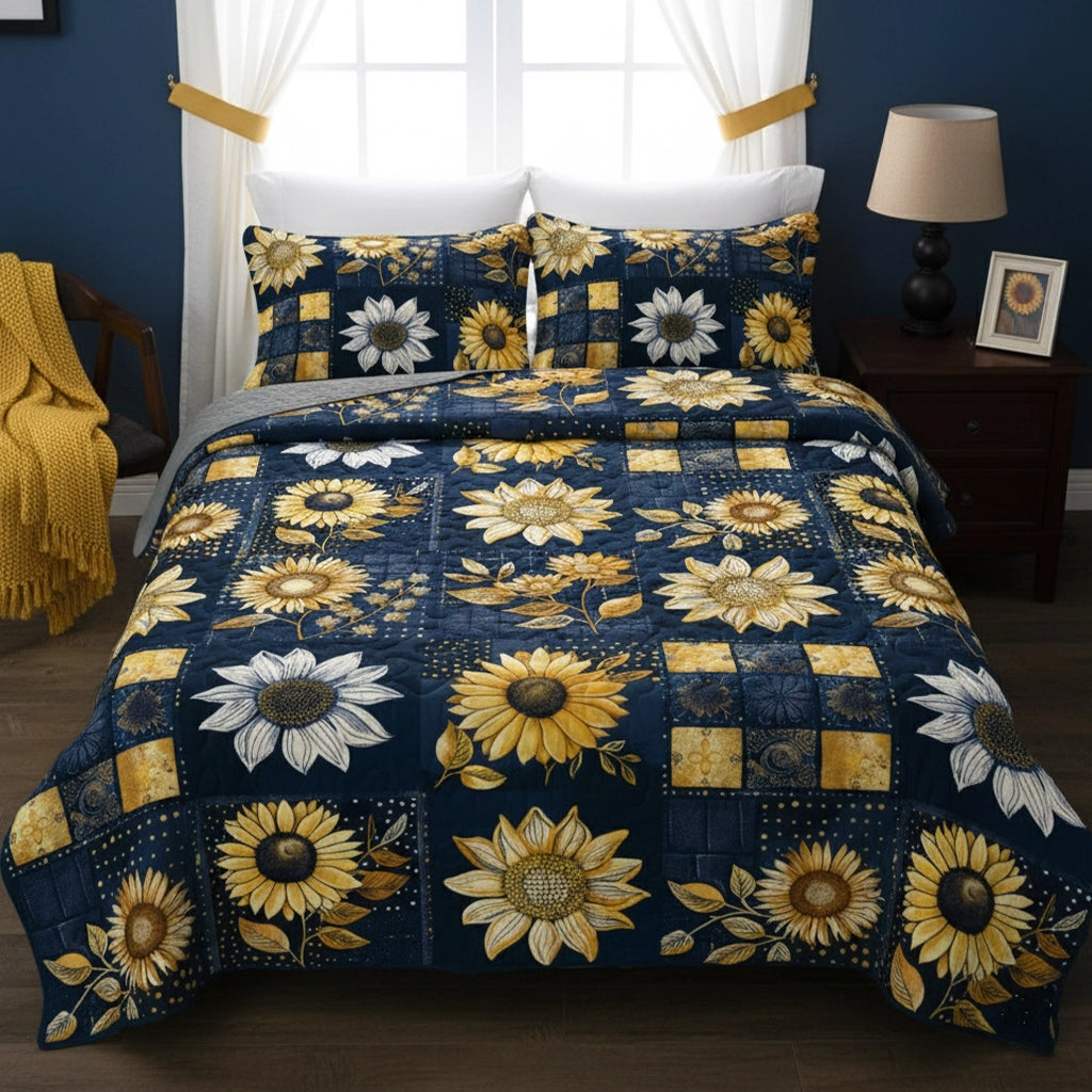 Pajabear Quilt 3-Piece Set Inelegance Sunflowers