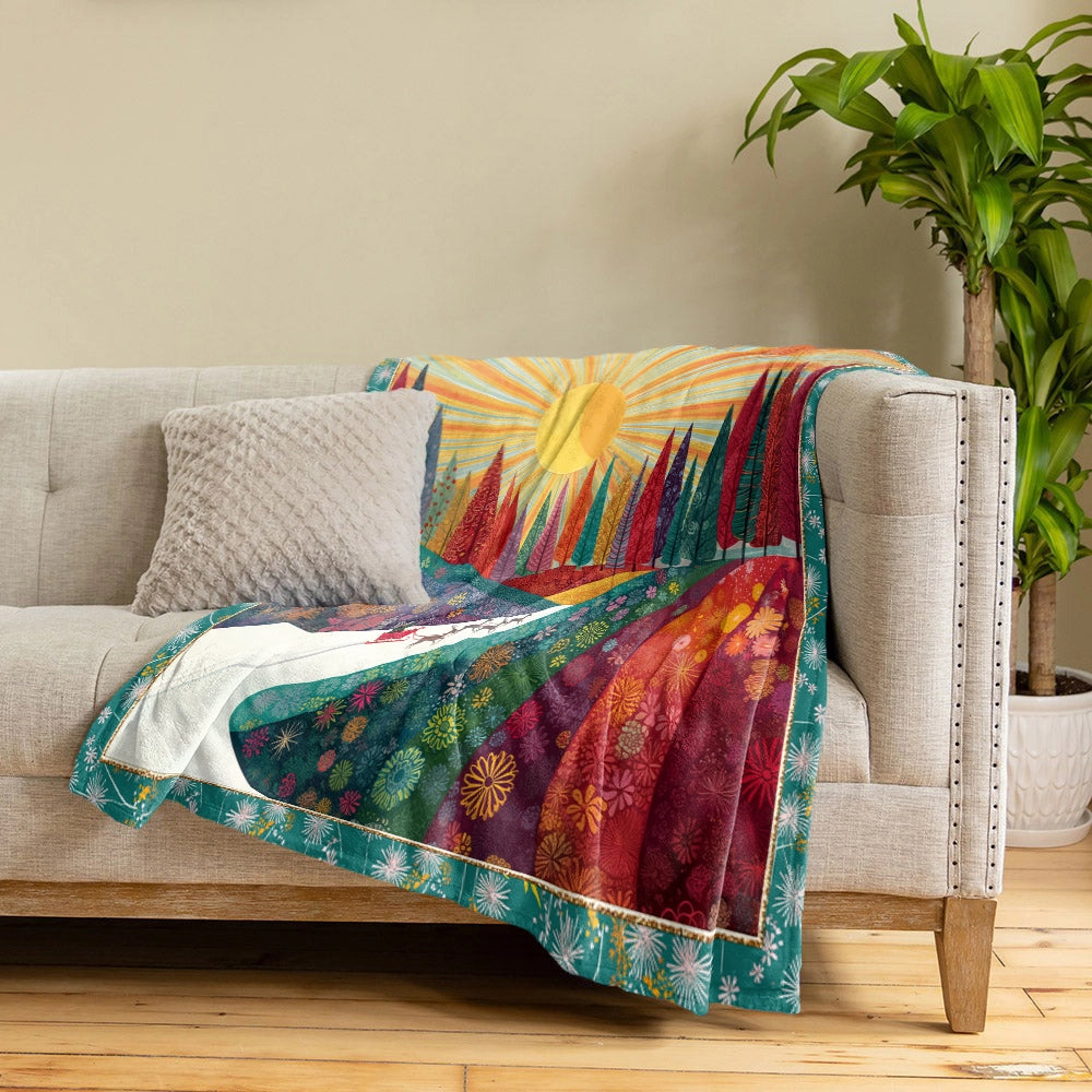 Pajabear Fleece Blanket Colorful Forest Path