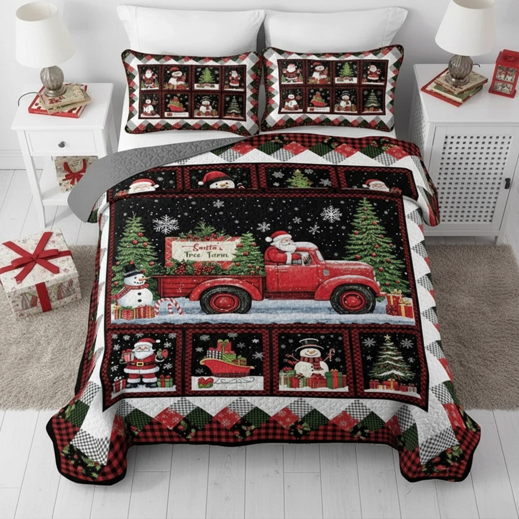 Pajabear Quilt 3-Piece Set Santa's Tree Farm