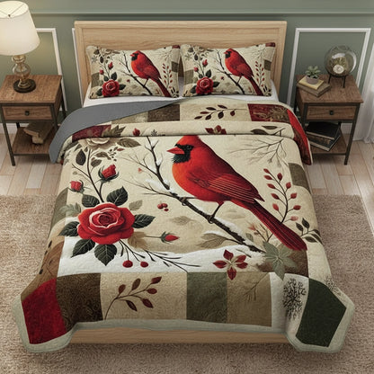 Pajabear Quilt 3-Piece Set Cardinal Crimson Winter