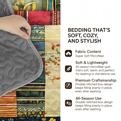 Pajabear Quilt 3-Piece Set Book Nook Cats Reading