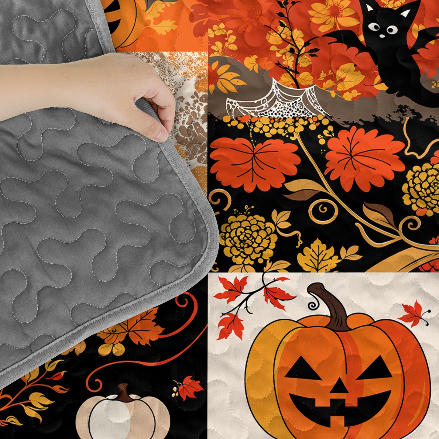 Pajbear All Season Quilt 3-Piece Set Patchwork Spooks