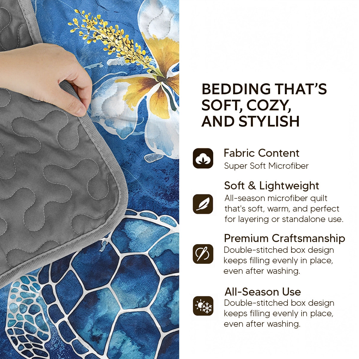 Pajabear Quilt 3-Piece Set Coastal Shell