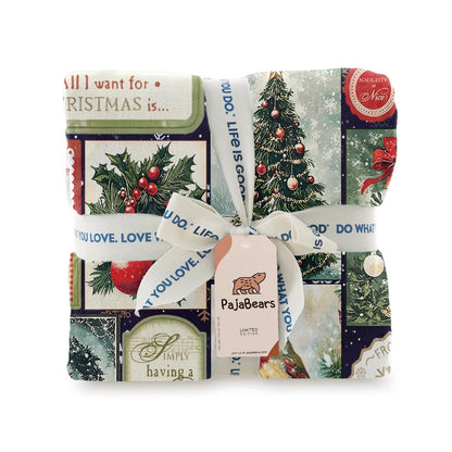 Pajabear Fleece Blanket Golden Nostalgic Noel Patchwork