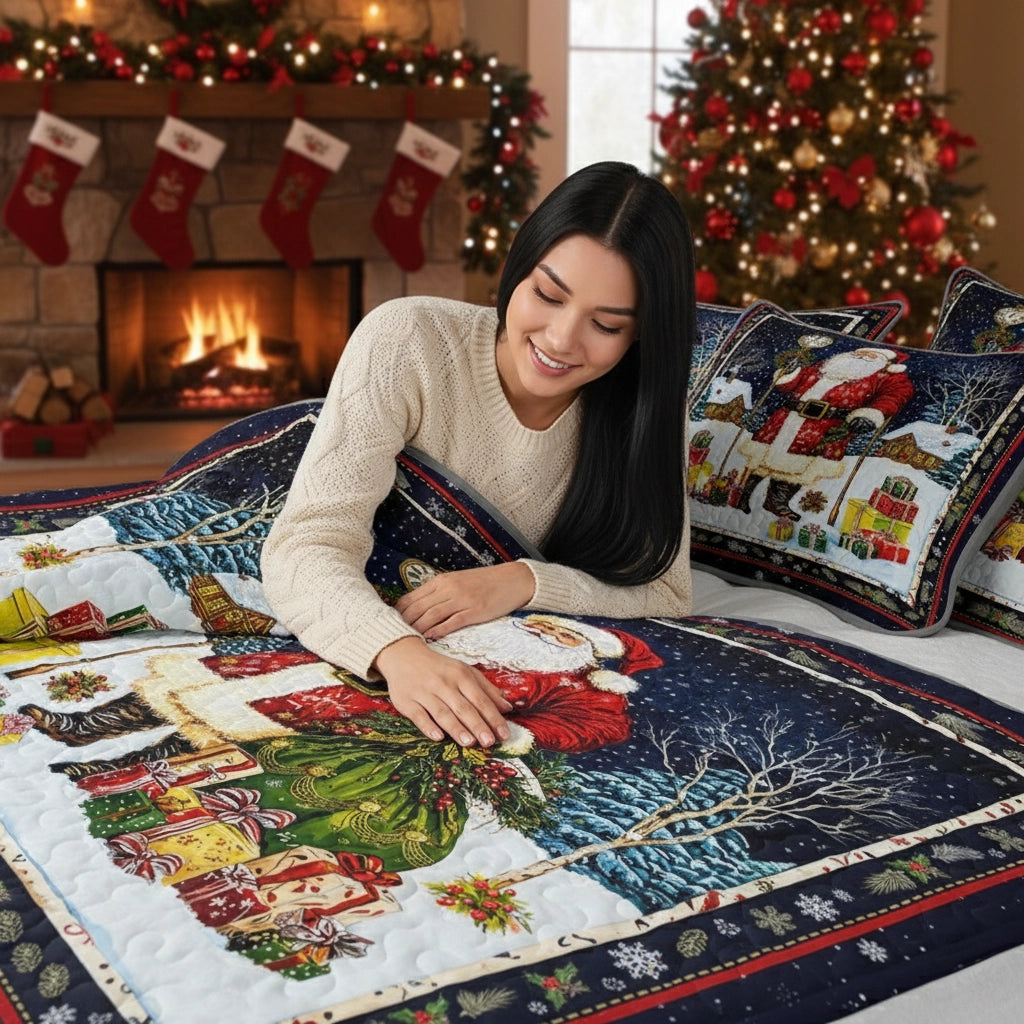 Pajabear Quilt 3-Piece Set Santa's Midnight Gift Delivery