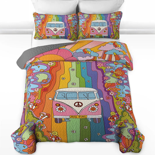 Pajabear Quilt 3-Piece Set Rainbow Hippie Van