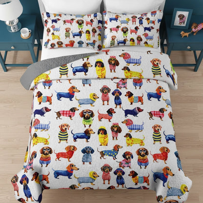 Pajabear Quilt 3-Piece Set Dachshund Amazing Stylish