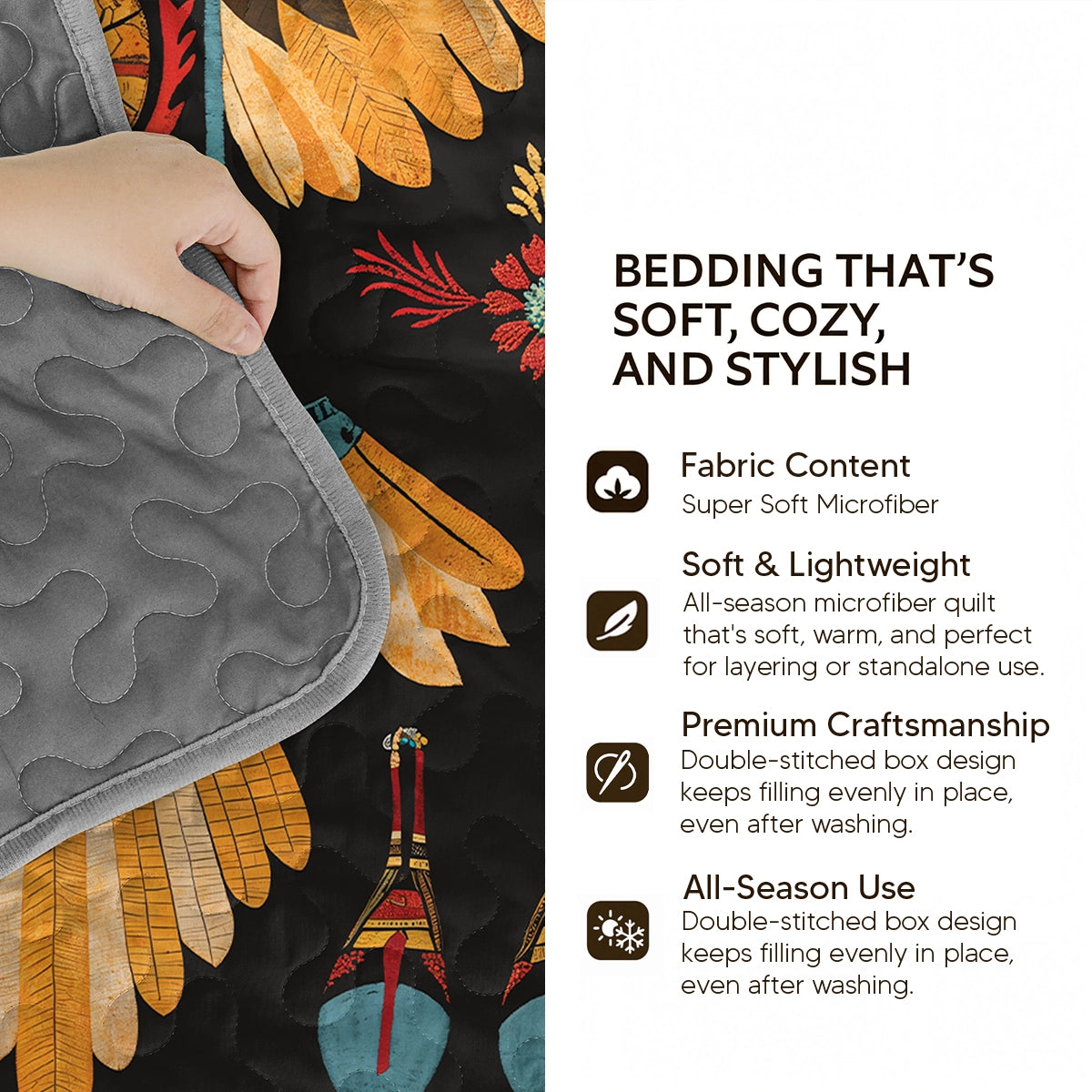 Pajabear Quilt 3-Piece Set Horse Floral Pattern