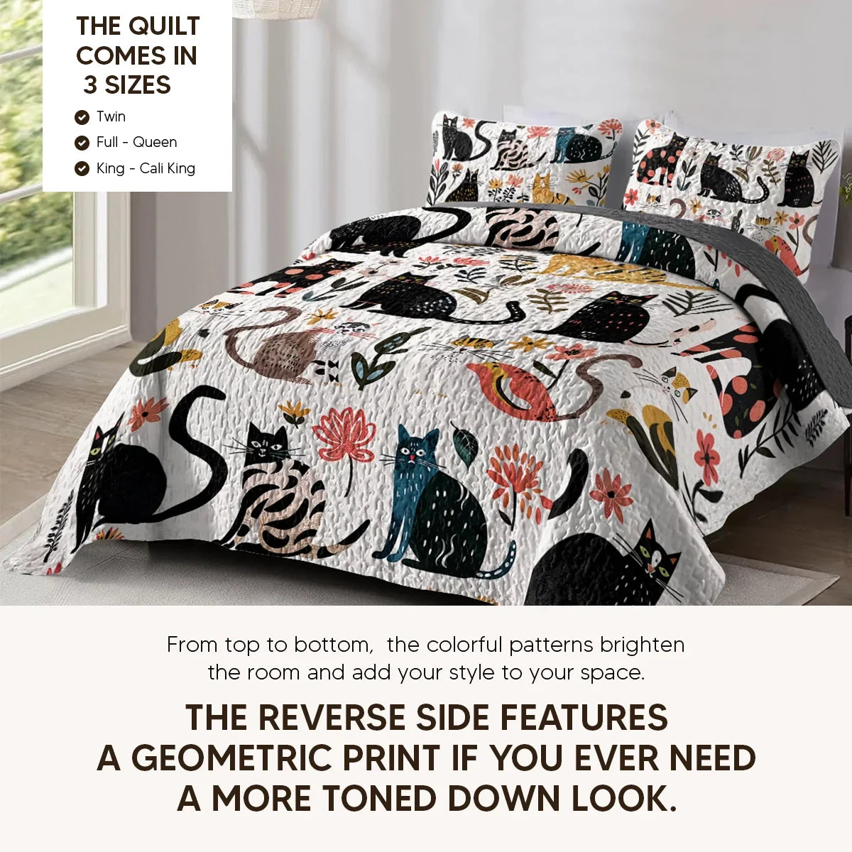 Pajabear Quilt 3-Piece Set Elegent Catmom Flowers