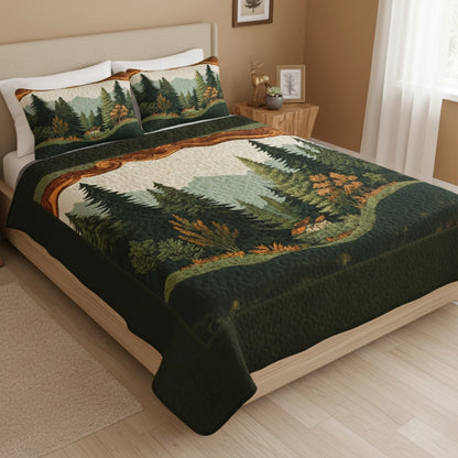 Pajabear Quilt 3-Piece Set Forest Cabin