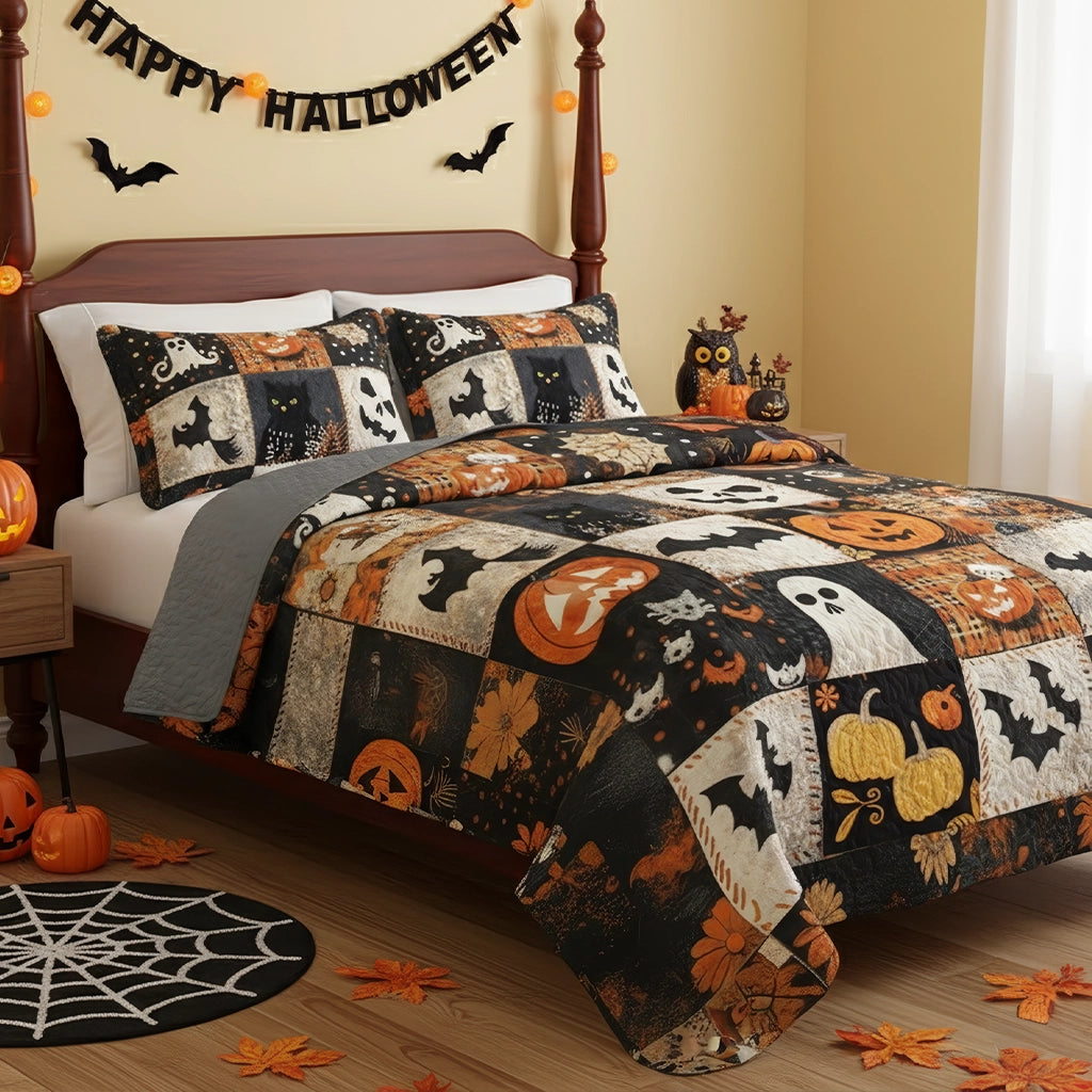 Pajabear All Season Quilt 3-Piece Set Spooky Patchwork