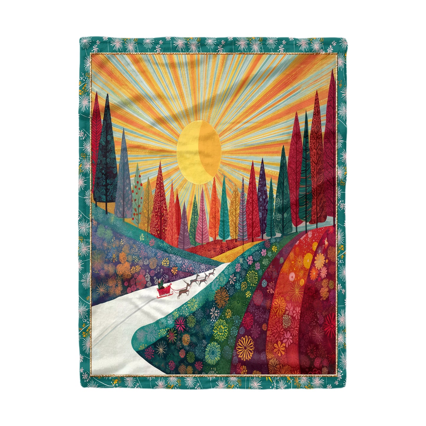 Pajabear Fleece Blanket Colorful Forest Path